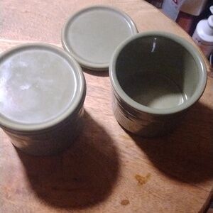 Vintage green canisters with lids longabergers